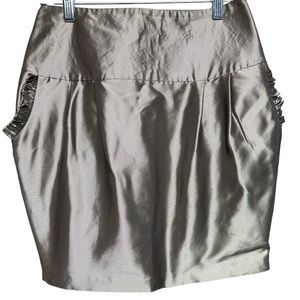 Sara Berman Shiny Metallic Looking Skirt‎ With Pleated Pocket Size  M Leopard